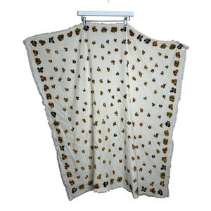 Boho Bohemian Tapestry Square Cream Yellow Black Scarf Wrap Shawl Floral Flowers